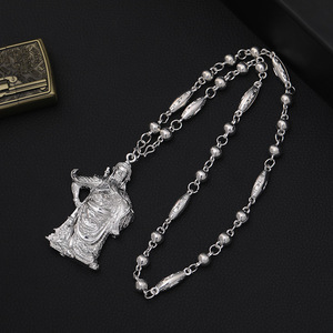 SC สร้อยคอแฟชั่นจี้รูปนกอินทรีสำหรับผู้ชายสร้อยคอเจ้าแม่กวนอ่วนทำจากเงินสุดเท่ - Product Image 4