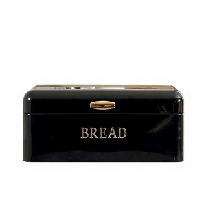 Black Metal Bread <b>Box</b> with Flip Top Lid Gold Bread Lettering Modern Luxury Kitchen Food Storage <b>Container</b> - Product Image 6