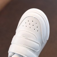 Nouvelles baskets en cuir blanc pour enfants, vente en gros, usine OEM, personnalisables, garçons et filles, double fermeture auto-agrippante, chaussures scolaires blanches