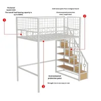 Lit mezzanine moderne nordique en métal simple, lit surélevé en fer forgé multifonctionnel et peu encombrant avec bureau intégré pour salon