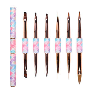 YRX-pincel de nailon W0116 para uñas, delineador de mango de Metal, pincel plano 3D de doble punta, <span class=keywords><strong>2022</strong></span> - Product Image 6
