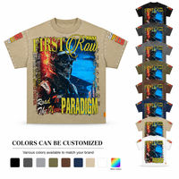 T-shirt Homme Oversize Vintage Délavé à Épaules Tombantes Manches Courtes Col Rond Coton Streetwear