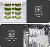 Contenants de stockage alimentaire en verre borosilicate résistants au four avec couvercles hermétiques, anti-fuites, boîte à lunch rectangulaire pour la préparation des repas, ensemble de boîtes bento