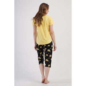 Traje de dormir capri ovalado de manga corta con cuello redondo para mujer - Product Image 1