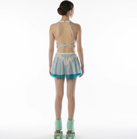 Robe de patinage artistique de luxe à deux pièces pour filles, avec strass, pour la danse sur barre, la compétition, la performance, la gymnastique