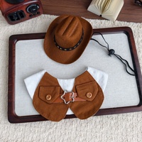 Gilet de style western pour animaux de compagnie avec collier et chapeau pour petits chiens et chats, costume pour animaux de compagnie