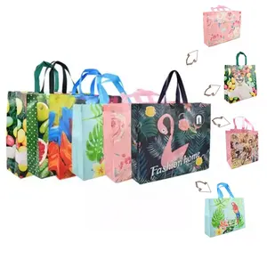 Custom Full Color Printing Tote Bags OPP Film Laminated Shopper Reusable Ultrasonic Pressing PP Non Woven Shopping Bag