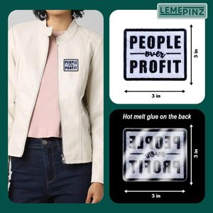 ป้ายปักลาย People Over Profit ขนาด 3 นิ้ว สำหรับรีดติดบนหมวก เสื้อผ้า กระเป๋าเป้ กางเกงยีนส์ - Product Image 5