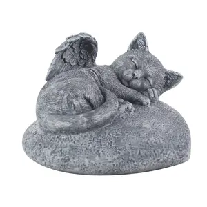 Decoração de gatinho de resina com decoração, decoração personalizada de gatinho de resina com amor de anjo, gato, asas