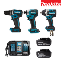Kit combiné d'outils sans fil Makita 18V, perceuse-visseuse à chocs avec 2 batteries et chargeur double, ensemble d'outils électriques sans fil