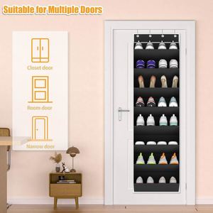 Modern Foldable Over-the-Door <b>Shoe</b> Organizer 20-Pair Hanging <b>Shoe</b> Rack Deep Pocket PVC Material Black/Grey Space Saving - Product Image 6