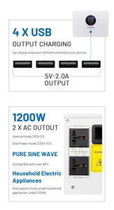 Batteria Lifepo4 1.28kwh 2kw 5kwh 10kwh 24V 50Ah con Inverter Solare e Batteria al Litio Tutto in Uno per Casa - Product Image 2