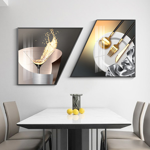 Decorazione del ristorante nordico moderno cornice trapezoidale creativa di cristallo immagini da parete <span class=keywords><strong>in</strong></span> porcellana - Product Image 6