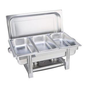 DB Stainless Steel Triple <b>Tray</b> for Catering & <b>Food</b> <b>Warmer</b> Serving <b>Trays</b> for Buffets & Events - Product Image 5
