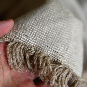 The Anti-static Yarn Dye <strong>Neutral</strong> Oatmeal Linen <strong>Throw</strong> with Fringes - Product Image 5