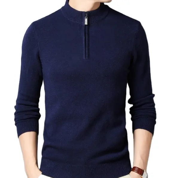 2021 custom oem odm male mens black plain quarter zip half zip sweater