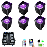 Projecteurs LED sans fil sur batterie 6x18W RGBWA jaune Smartbat Par DMX512 pour mariages, fêtes, DJ, discothèques et scènes