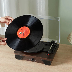 Vente Flash : Lecteur de disques vinyles rétro multifonctionnel 2 vitesses, anti-skating, entraînement par courroie, vinyle 5.0, 4 canaux stéréo, arrêt automatique - Product Image 2