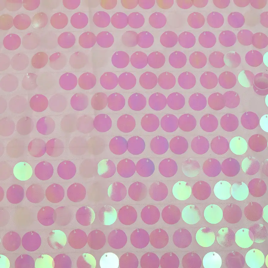 Tissu de broderie à paillettes pour robe à la mode, hologramme rose de 18mm
