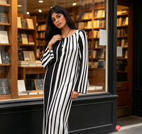 Robe longue à rayures verticales pour femmes, robe plissée ample pour femmes grandes tailles, robe décontractée pour femmes pour les vacances