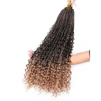 Vente en Gros d'Usine Déesse Locs Messy Box Braids Cheveux Bohémiens au Crochet Pré-Bouclés avec Boucles Boho River Box Tressées