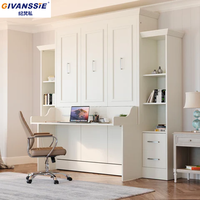 Cama Murphy Plegable, Armario, Estante de Exhibición, Mueble para TV, Módulo de Sofá Opcional, Muebles Todo en Uno para Dormitorio/Apartamento, Panel de Herrajes