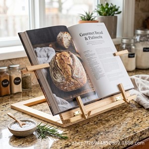 Wooden Foldable Book Display Rack <b>Desktop</b> Recipe Magazine Holder Solid Wood Multi Angle Reading Stand - Product Image 1