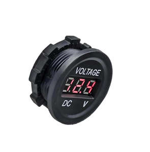 12V-24V โวลต์มิเตอร์กันน้ำแบบกลมสำหรับเรือยนต์ รถจักรยานยนต์ รถยนต์ จอแสดงผล LED โวลต์มิเตอร์ - Product Image 1