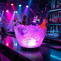 Cubo de Hielo LED Recargable para Bar KTV, 4L 8L 12L, Color RGB, PS, para Vino, Champán, Hotel, Fiestas, Impresión de Logotipo Personalizado, Suministro OEM