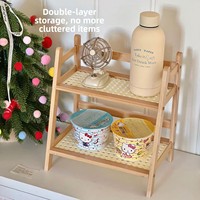 Modern staande dubbeldekker bamboe ladderplank opbergrek voor keuken, boeken en huishoudelijke organisatie
