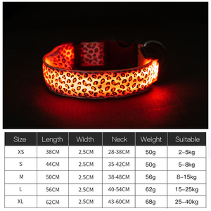 Night LED Battery <strong>Dog</strong> Collar <strong>Light</strong> up Usb Chargeable Leopard Print Led Collar <strong>Dog</strong> - Product Image 6