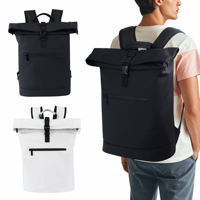 Sac à dos roll top imperméable grande capacité sac d'école décontracté sac de voyage fermeture éclair Polyester sac d'ordinateur à la mode