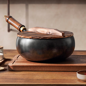 Poêle à frire en acier au carbone pré-assaisonnée <span class=keywords><strong>de</strong></span> 24-26 cm, wok profond <span class=keywords><strong>de</strong></span> 1,4 mm sans revêtement chimique pour restaurants et hôtels - Product Image 1