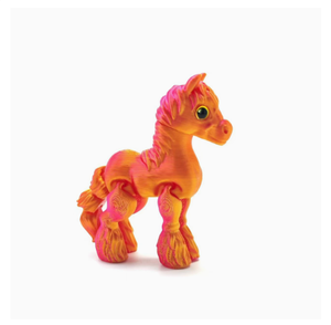 Figur Kuda Putih Kecil Pelangi Multi-Warna Ramah Lingkungan, Cetak 3D, Kartun, dengan Sendi yang Dapat Digerakkan dan Ekor yang Dapat Digoyang, Desain Kreatif - Product Image 6