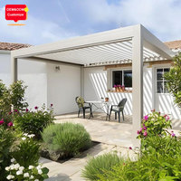 Pergola autoportante électrique en aluminium imperméable pour jardin, pavillon extérieur avec éclairage RGB et écran