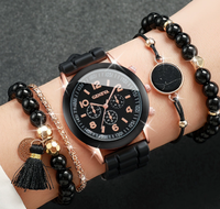 YN-01 Nouvelle montre à quartz pour femme, bracelet en silicone classique, bracelet tendance, ensemble de montres cadeau