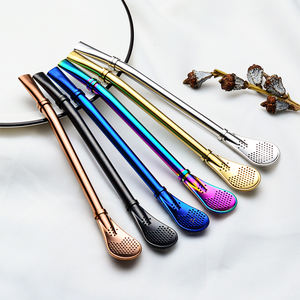 Usine De Qualité Alimentaire En Acier Inoxydable 304 Paille À Thé Réutilisable Remuer Sucker Bombilla Yerba Mate Pailles À Boire Avec Filtre Cuillère - Product Image 2