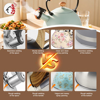 Bouilloire sifflante Realwin personnalisée pour cuisinière, théière en acier inoxydable avec peinture vert menthe