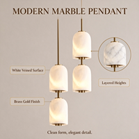 Lampe suspendue moderne minimaliste en marbre d'albâtre, hauteur réglable, LED, pour salle à manger, chambre à coucher, chevet, bar, décoration