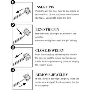 Lot de 3 clous d'oreille sans filetage pour femme, à dos plat, à enfiler, pour <span class=keywords><strong>piercing</strong></span> hélix, tragus, labret, conque, lobe, hypoallergéniques - Product Image 5