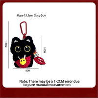 Pendentif chat noir super mignon en peluche, avec cordon tressé à la main, disponible en plusieurs couleurs, cadeau pour amis