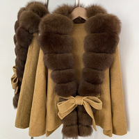 OUDINA Automne/Hiver, veste en fourrure de renard naturelle élégante et décontractée, coupe-vent, cardigan élégant en fourrure véritable pour femmes