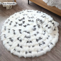 Tapis en fourrure de renard de haute qualité, ronds, modernes, durables, antidérapants, pour la chambre des enfants, avec support en peluche