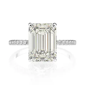 Newest 18Kホワイトゴールドエメラルドカットczダイヤモンド結婚指輪8*11ミリメートル長方形ダイヤモンドリング925シルバー