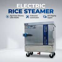 Vaporera de Arroz Eléctrica Profesional de 4 Bandejas con Acero Inoxidable para Restaurantes Comerciales, Cantinas, Máquina de Uso Pesado