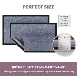 Luxury Polyester Ribbed Entrance <b>Doormat</b> Hot Selling Non-Slip PVC Backing Machine Washable Easy-to-Clean Cut Pile Customized - Product Image 6