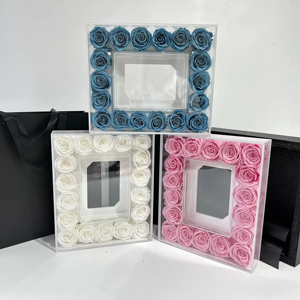 Marco <span class=keywords><strong>de</strong></span> <span class=keywords><strong>Fotos</strong></span> con Rosas Preservadas, <span class=keywords><strong>Caja</strong></span> <span class=keywords><strong>de</strong></span> Acrílico con 18 Rosas Eternas, Regalo Romántico para el Día <span class=keywords><strong>de</strong></span> San Valentín, Día <span class=keywords><strong>de</strong></span> la Madre, Boda - Product Image 4
