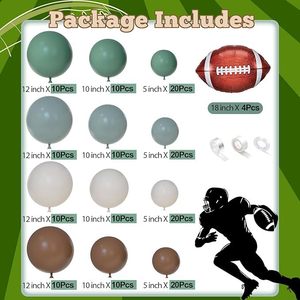 Kit d'arche de ballons vert sauge, ballons en latex marron, sable et blanc, ballon en aluminium rugby pour toile de fond d'anniversaire de garçons sur le thème du football américain (premier toucher) - Product Image 2