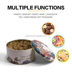 JYB Custom Luxury Printed Christmas Metal Round <strong>Tin</strong> Can Food Grade Candy Biscuits Packaging Durable Reusable Cookie <strong>Tin</strong> - Product Image 6