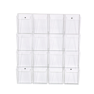 Bán buôn tùy chỉnh 16 poclets treo tường rõ ràng Acrylic tờ rơi tờ rơi tờ rơi chủ Brochure hiển thị đứng - Product Image 5